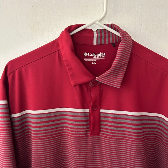Columbia Golf Polo Mens Large Red Grey Colored Short Sleeve Top - Picture 2 of 6